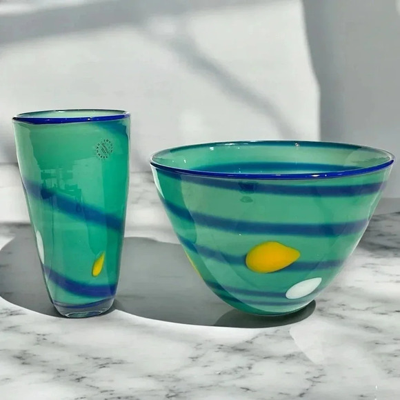 Soholm Dannark Kunstglas Decorative Art Glass Bowl and Vase - Picture 3 of 6